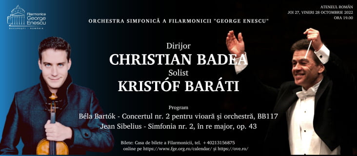 Ultimele bilete la concertul cu dirijorul Christian Badea si violonistul Kristof Barati, la Ateneul Roman
